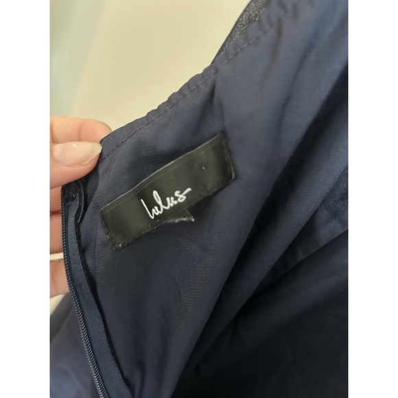 Wedding Guest Lulus Sweetest Entrance Navy Blue Ruffled Tie-Back Maxi Dress XL - Picture 6 of 8